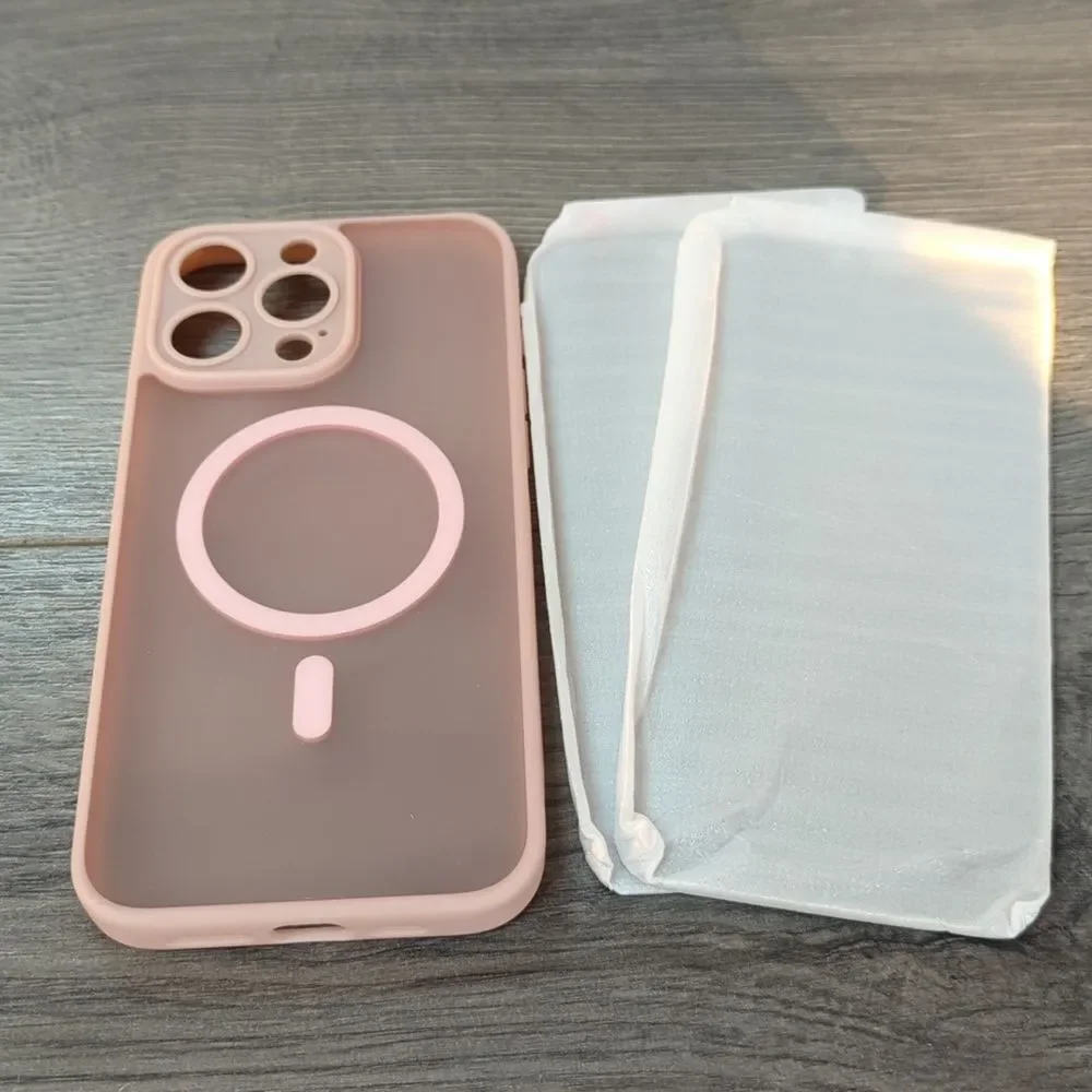 iPhone 15 Pro Max Pink Case with Screen Protectors